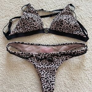 Victoria's Secret Pink and Black Bikini Swimwear
